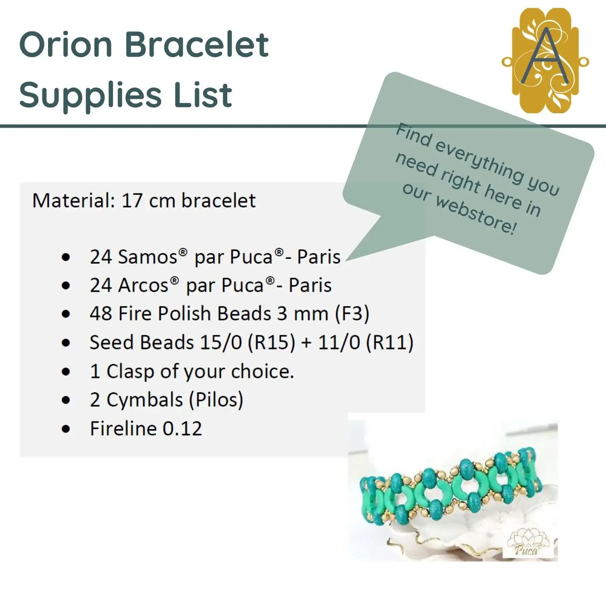 Orion par Puca Bracelet Pattern - The Argus Collection