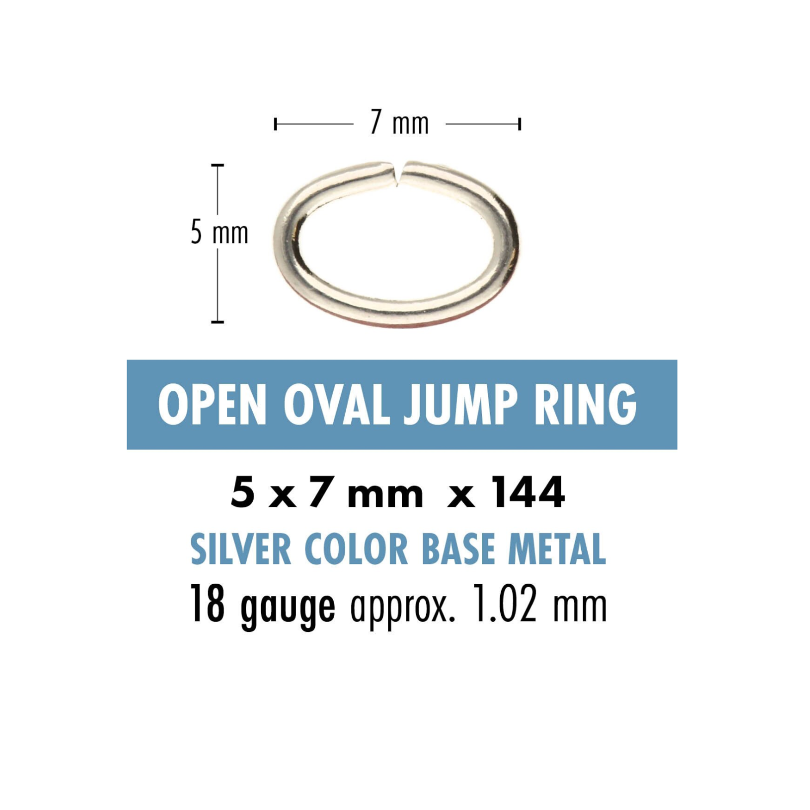 Oval Jump Rings, 18 gauge, 5x7mm O.D. 36 Pieces