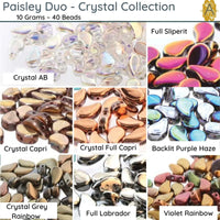 Paisleyduo 2-hole Beads, Crystal Full Collection, 8 Colors - The Argus Collection