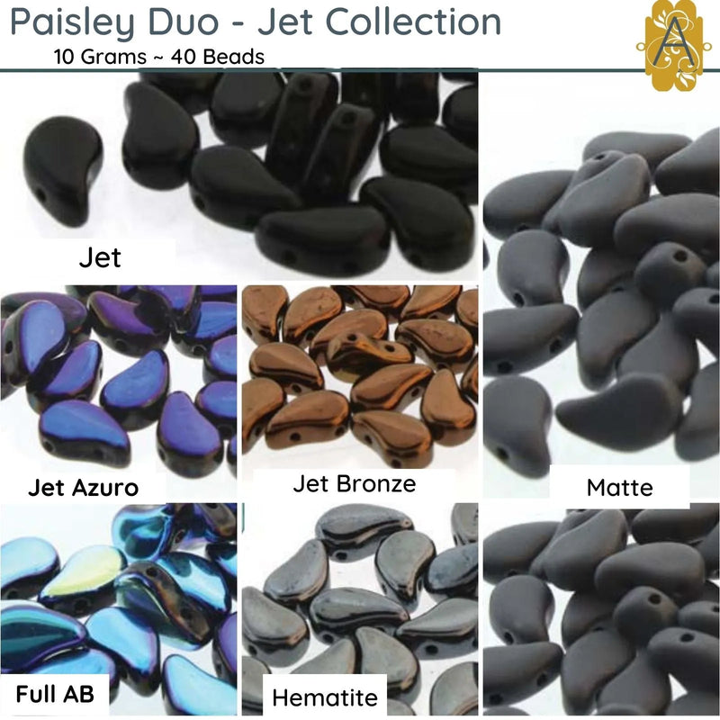 Paisleyduo Beads, 10g., Jet Collection, - The Argus Collection