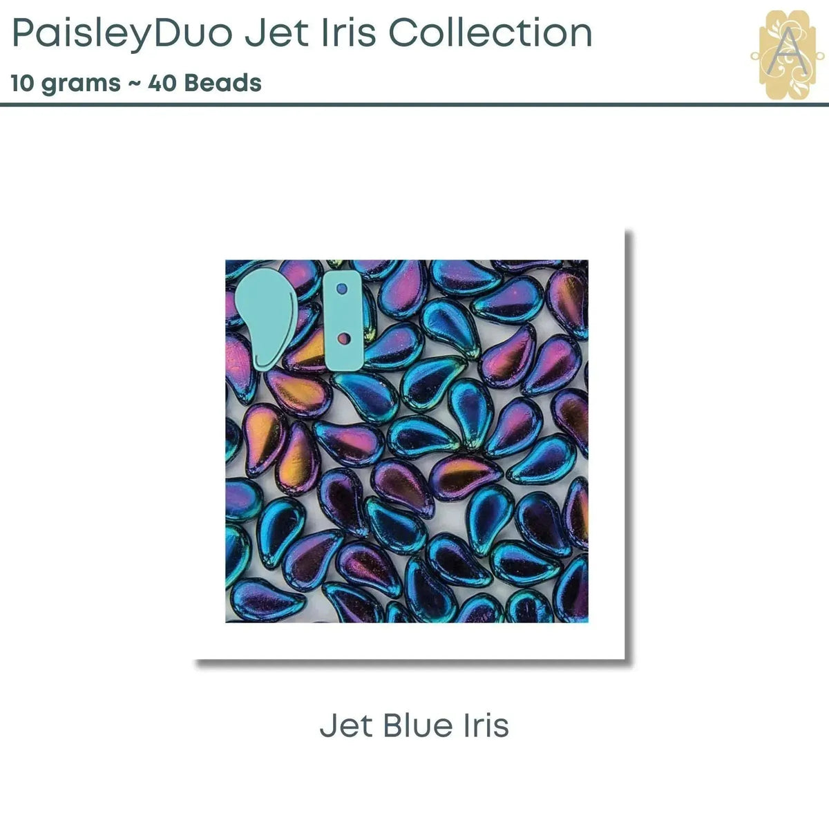 Paisleyduo beads, 10g., Jet Iris Collection, 10 Colors - The Argus Collection