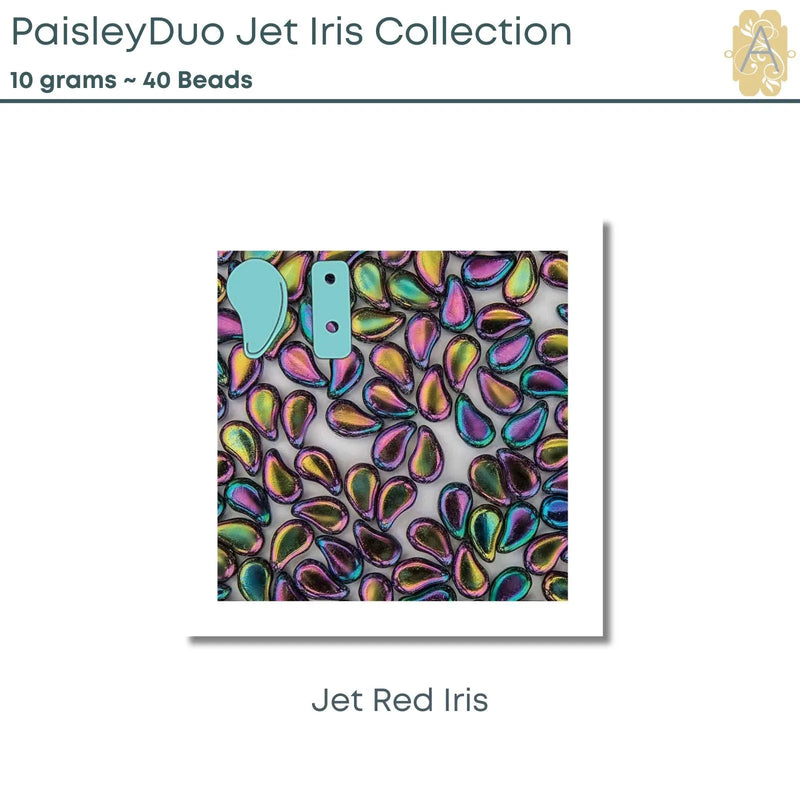 Paisleyduo beads, 10g., Jet Iris Collection, 10 Colors - The Argus Collection