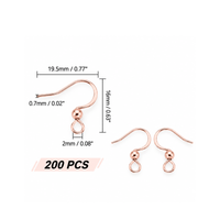 Sophisti French hook earring wire size guide showing 16mm length, 19.5mm width, 0.7mm wire and 2mm loop