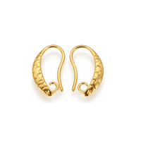 Provence 1 gold plated brass earring wires with textured beveled fronts and open attachment loops, shown as one pair