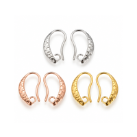 Provence 1 textured brass earring wires in silver, rose gold and gold finishes, featuring decorative beveled fronts and open attachment loops