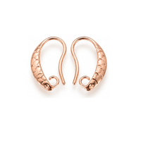 Provence 1 rose gold plated brass earring wires with textured beveled fronts and open attachment loops, shown as one pair