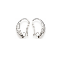 Provence 1 silver plated brass earring wires with textured beveled fronts and open attachment loops, shown as one pair