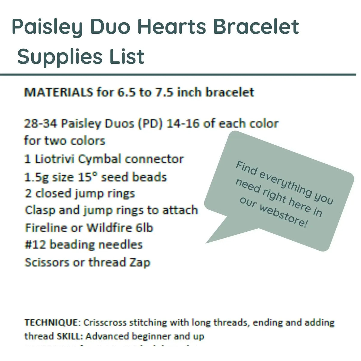 Paisley Duo Hearts Bracelet Pattern by Leslie Rogalski - Paisley Duo Hearts Bracelet Pattern by Leslie Rogalski - Default Title , The Argus Collection