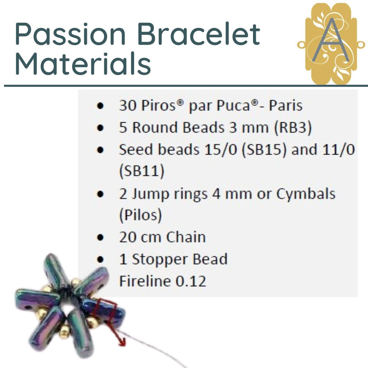 Passion Bracelet Pattern par Puca - The Argus Collection