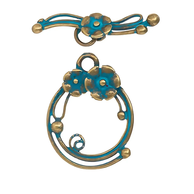Fancy Patina Flower Toggle Clasp - The Argus Collection