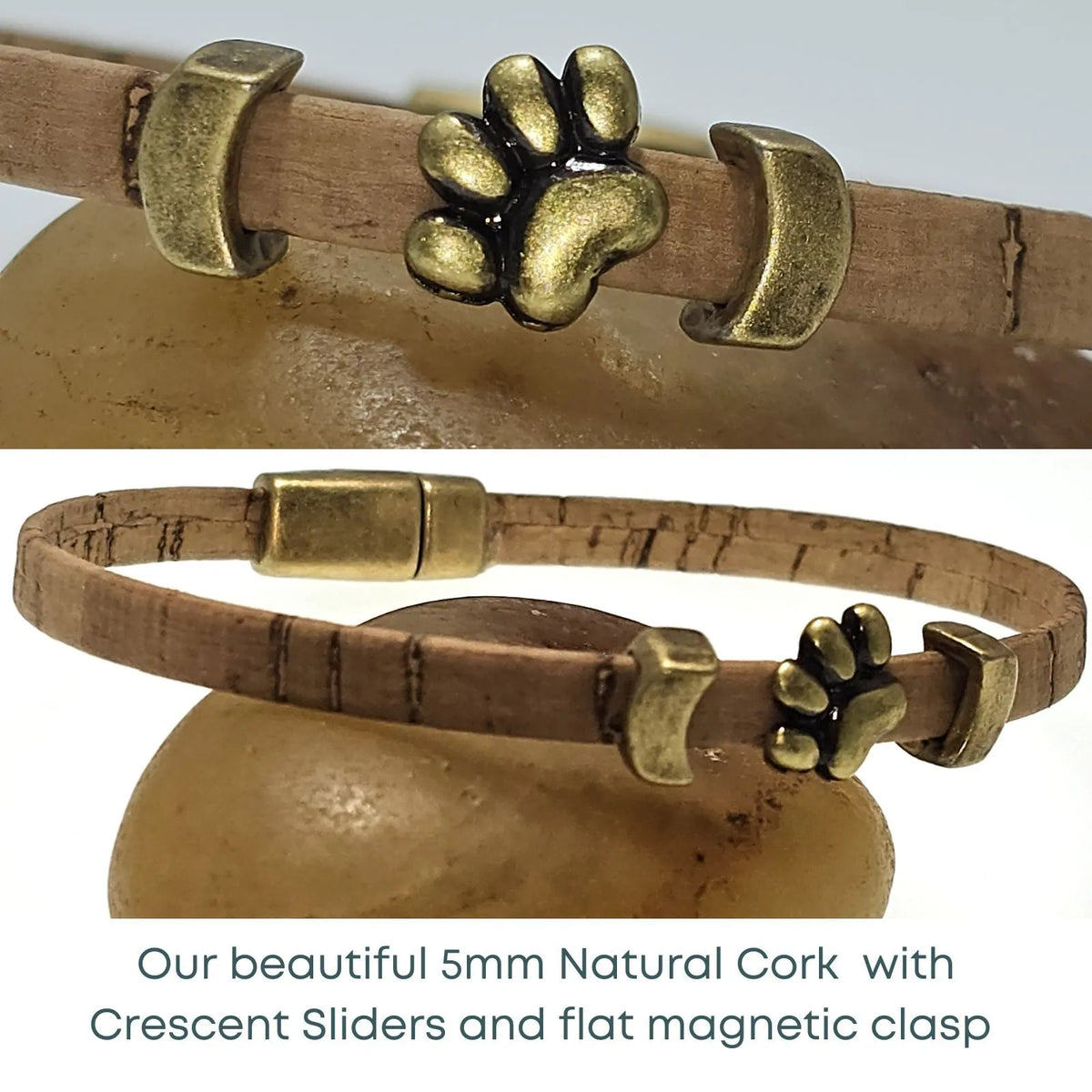 Antique Brass Findings on 5mm Cork to make a stunning bracelet.