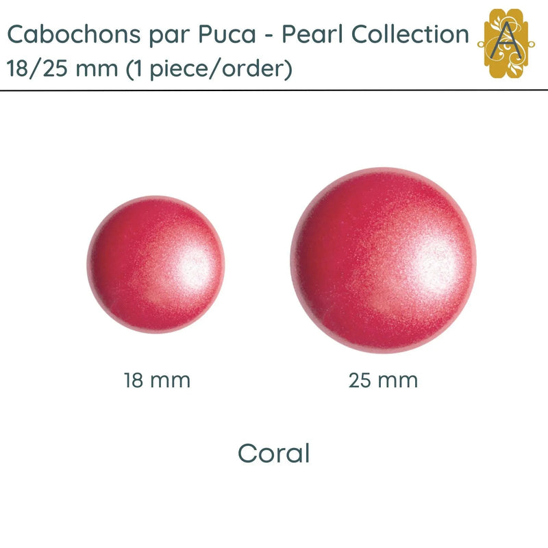 Cabochons par Puca, 18mm or 25mm, Pearl II Collection, 10 Colors - The Argus Collection