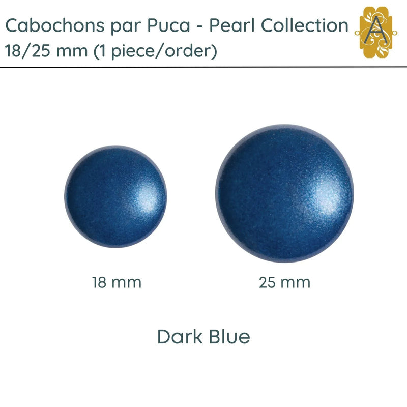 Cabochons par Puca, 18mm or 25mm, Pearl II Collection, 10 Colors - The Argus Collection