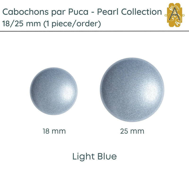 Cabochons par Puca, 18mm or 25mm, Pearl II Collection, 10 Colors - The Argus Collection