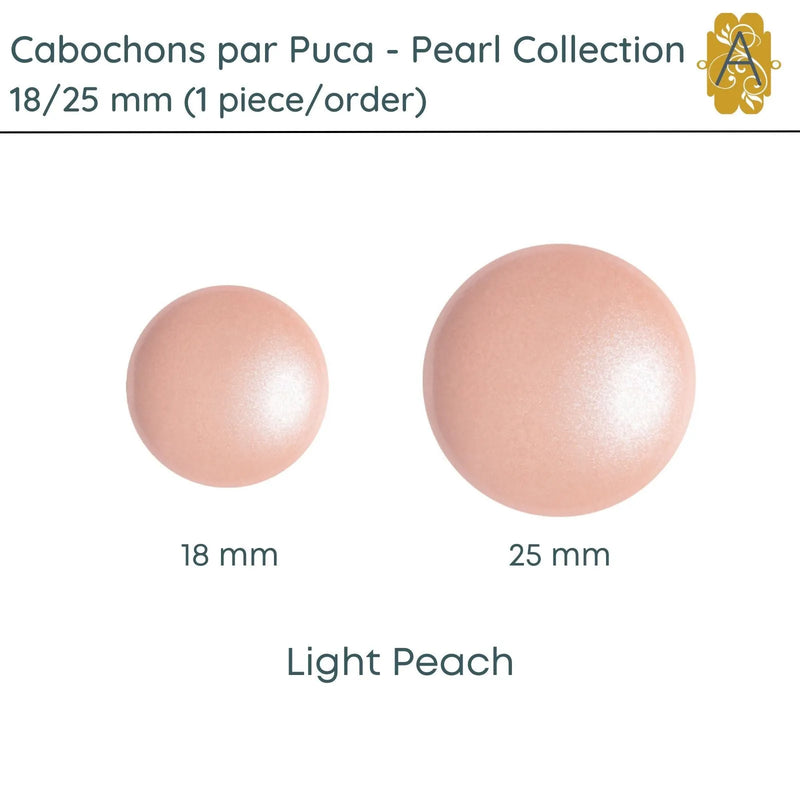 Cabochons par Puca, 18mm or 25mm, Pearl II Collection, 10 Colors - The Argus Collection