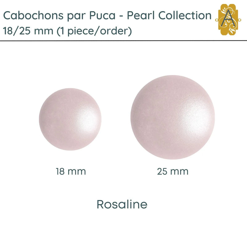 Cabochons par Puca, 18mm or 25mm, Pearl II Collection, 10 Colors - The Argus Collection