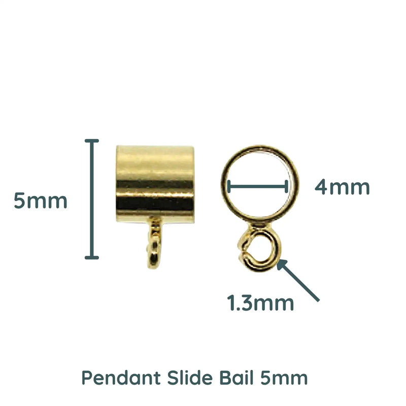 Pendant Slide Bail, Rope, Cord, Lace, Kumihimo, Gold, 3 Sizes - The Argus Collection