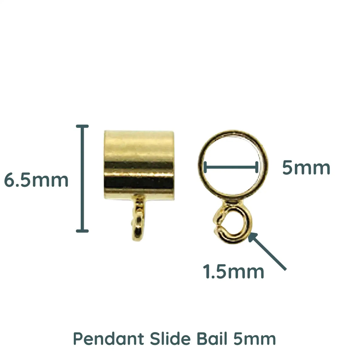 Pendant Slide Bail, Rope, Cord, Lace, Kumihimo, Gold, 3 Sizes - The Argus Collection