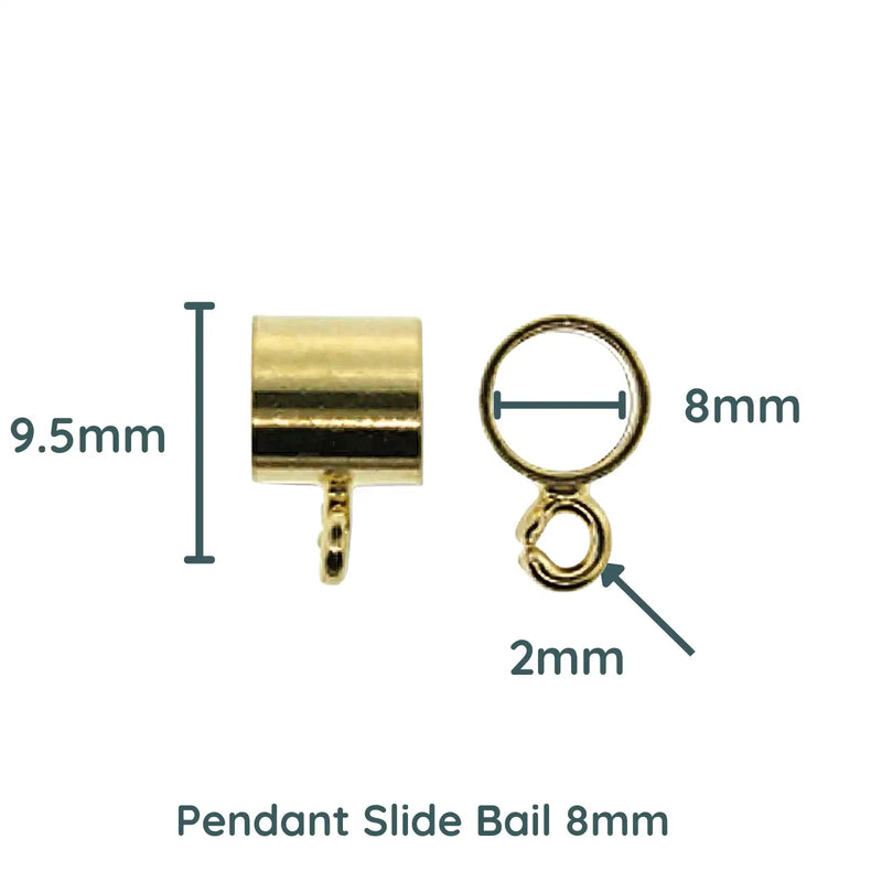 Pendant Slide Bail, Rope, Cord, Lace, Kumihimo, Gold, 3 Sizes - The Argus Collection
