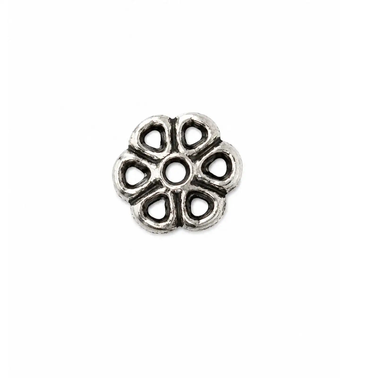 PetiteFlowerBeadCap8mmAntiqueSilve - The Argus Collection