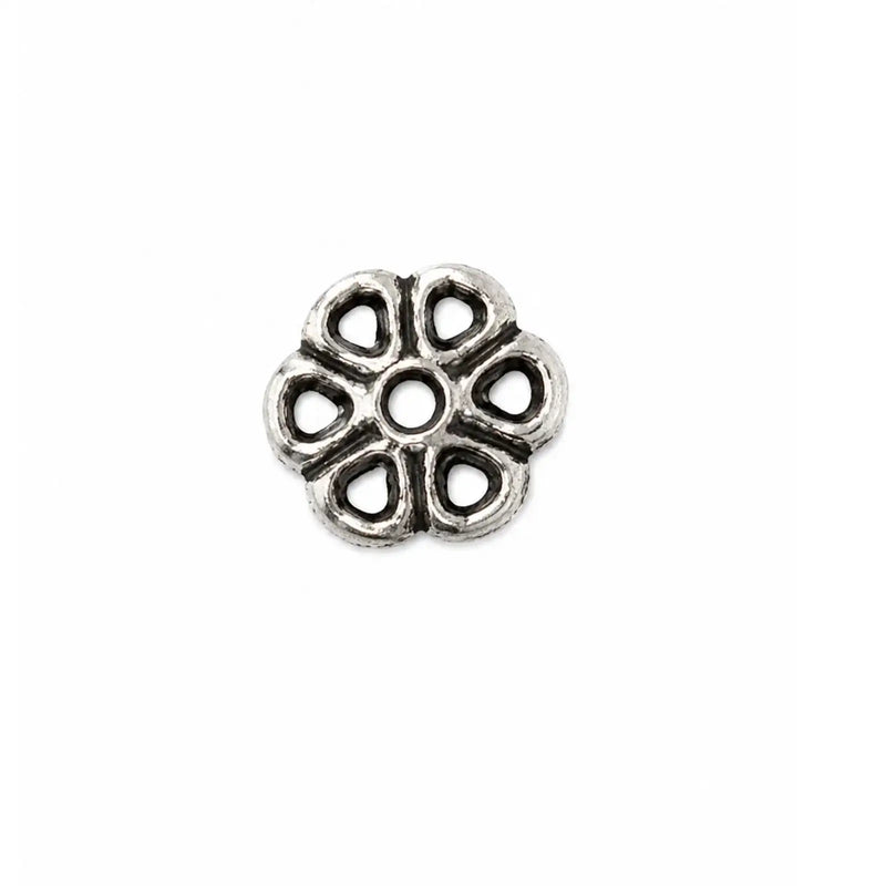 PetiteFlowerBeadCap8mmAntiqueSilve - The Argus Collection