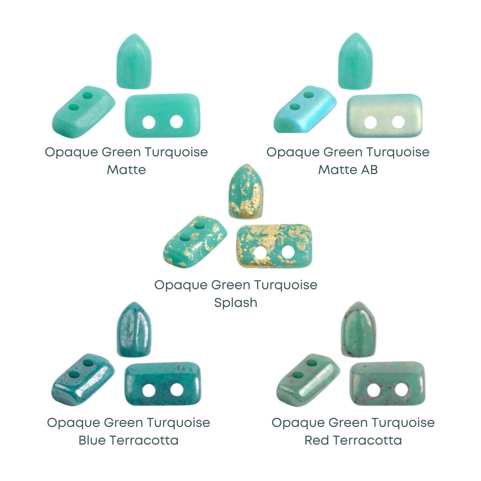 Piros Beads par Puca, Opaque Green Turquoise, 5g & 20g