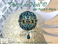 Decorative Christmas ornament with intricate design and text indicating brand and product details.