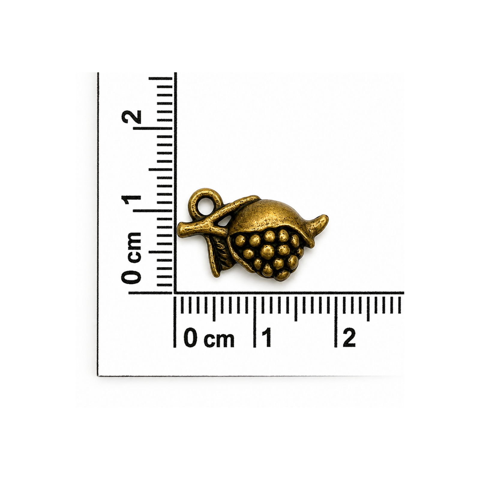 Pomegranate Charm or Pendant, Antique Brass
