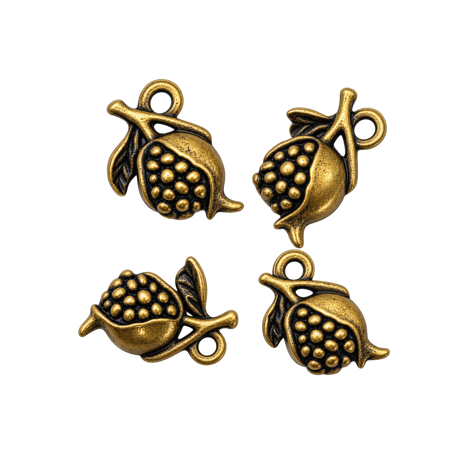 Pomegranate Charm or Pendant, Antique Brass