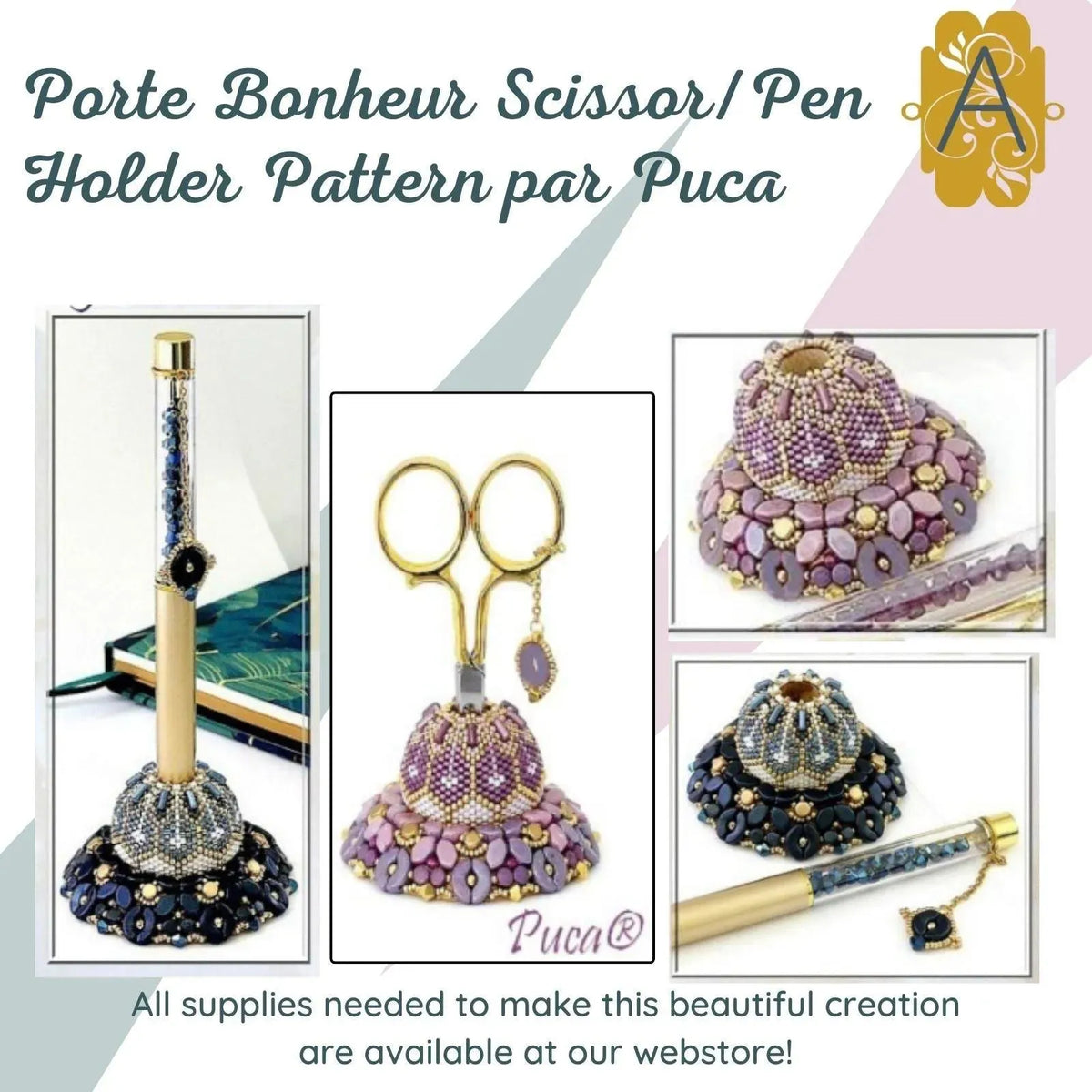 Porte Bonheur Scissor/Pen Holder Pattern par Puca - The Argus Collection