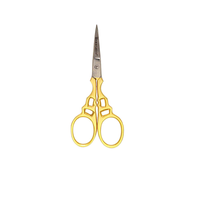 3.5-inch precision tip scissors with sharp stainless steel blades and decorative gold-tone handles on a white background.