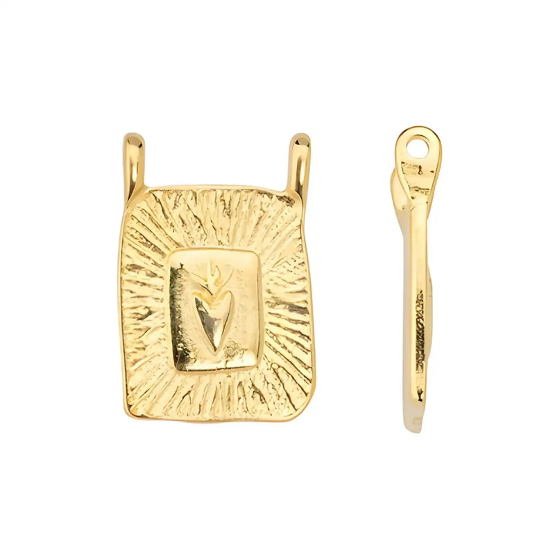 RadiantHeartRectangularPendantCharm24KGoldPlated-Example - The Argus Collection