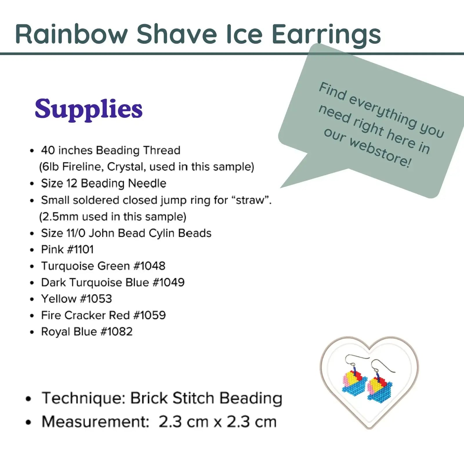 Rainbow Shave Ice Earrings Pattern, Cylin Beads - Rainbow Shave Ice Earrings Pattern, Cylin Beads - Default Title , The Argus Collection