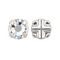 Preciosa Maxima Crystal Rose Montee sew-on crystal with silver setting, front and back views