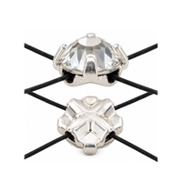 1. Preciosa Rose Montee sew-on crystal showing front and back views with four sewing channels for attaching to jewelry designs