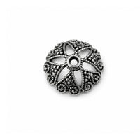 Silver Star Bead Caps, 14.5mm, Antique Silver Color, 4 pcs