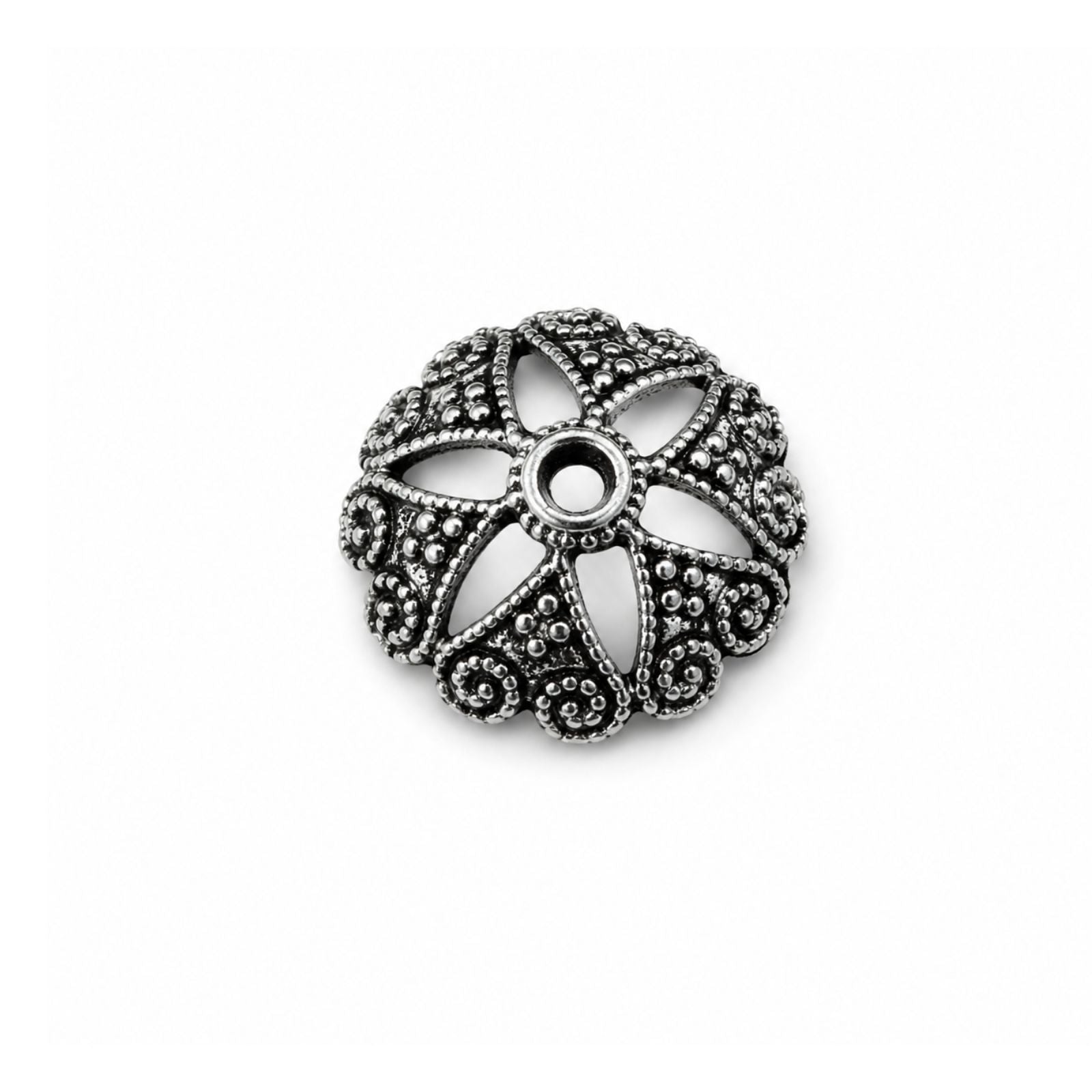 Silver Star Bead Caps, 14.5mm, Antique Silver Color, 4 pcs