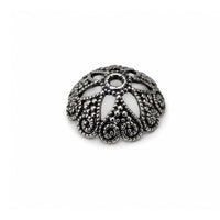 Silver Star Bead Caps, 14.5mm, Antique Silver Color, 4 pcs
