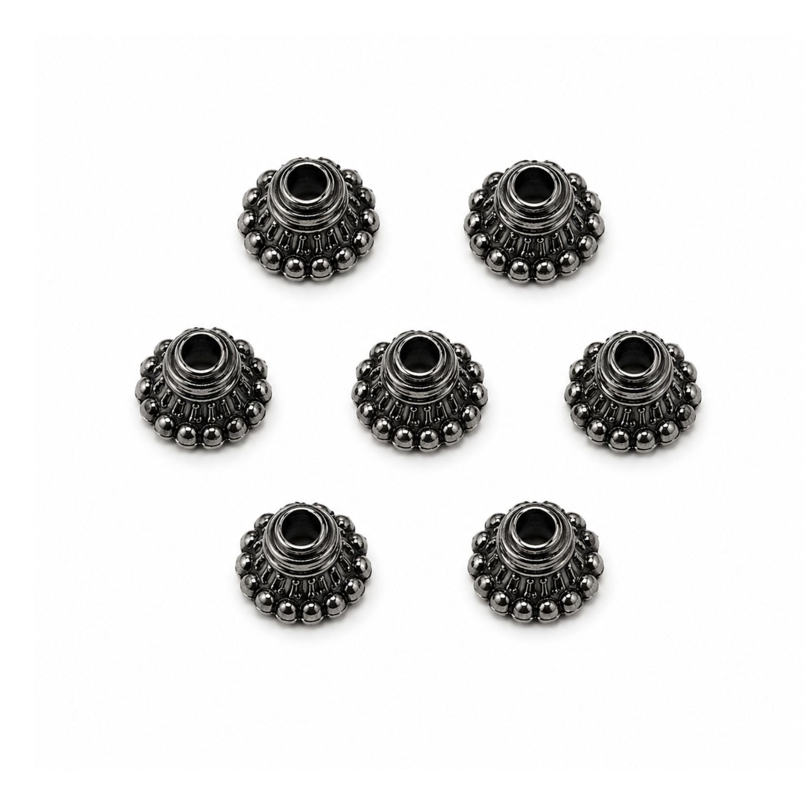 Rosette Bead Caps, 8mm, 6 pcs & 12 pcs