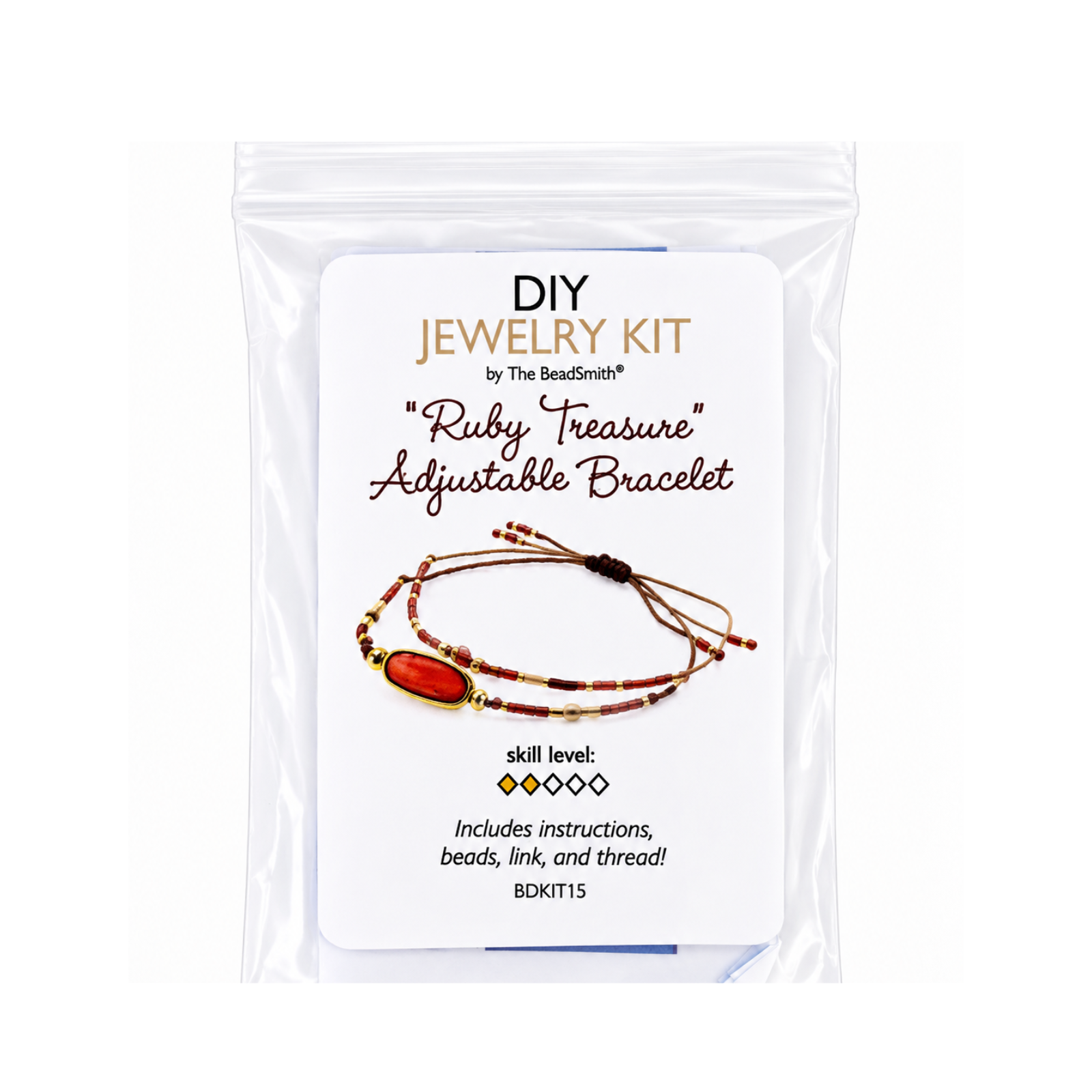 Ruby Treasure Adjustable Bracelet DIY Beading Kit