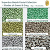 Superduo Beads, 10g., Pastels - Shades of Green & Grey, 6 Colors - The Argus Collection