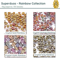 Superduo Beads, 10g., Crystal Rainbow Collection, 4 Colors - The Argus Collection