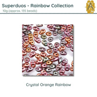 Superduo Beads, 10g., Crystal Rainbow Collection, 4 Colors - The Argus Collection