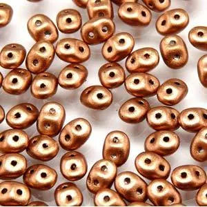 Superduo Beads, Bronze Copper, 10g.