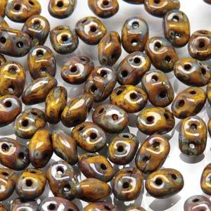Superduo Beads, Picasso Lemon, 10g.