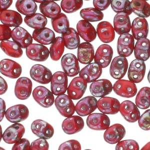 Superduo Beads, Red Rembrandt, 10g.