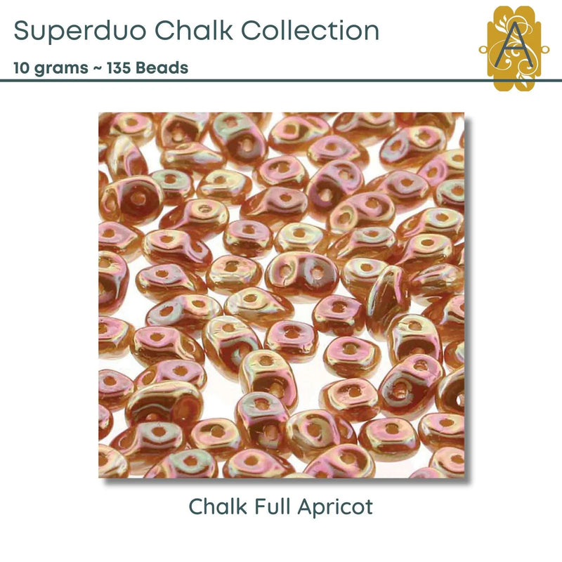 Superduo Beads, 10g., Chalk Collection, 8 Colors - The Argus Collection