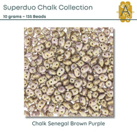 Superduo Beads, 10g., Chalk Collection, 9 Colors - The Argus Collection