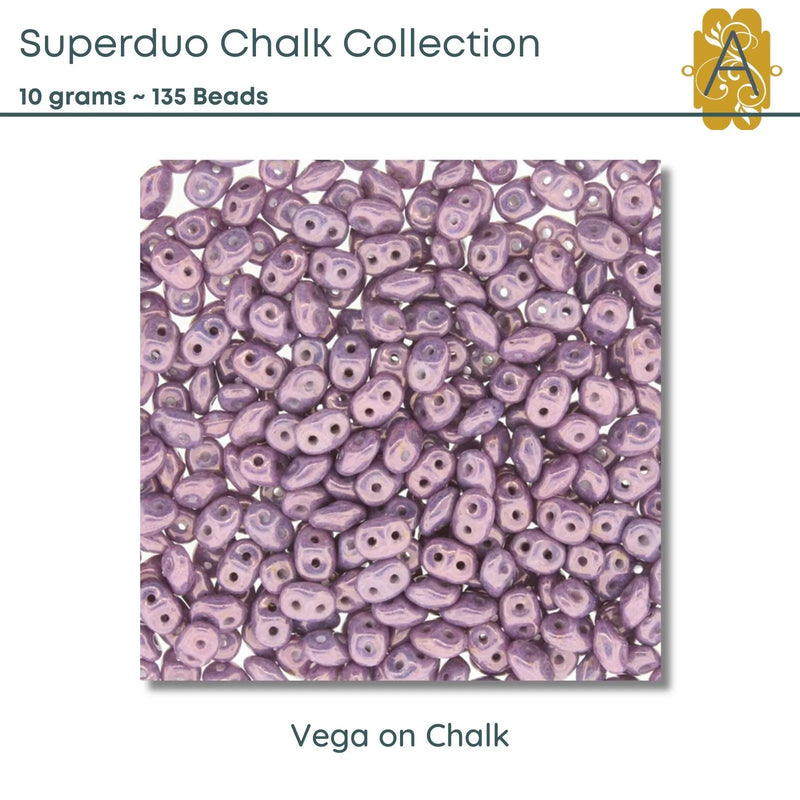 Superduo Beads, 10g., Chalk Collection, 8 Colors - The Argus Collection