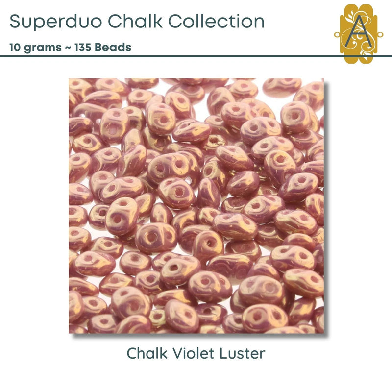 Superduo Beads, 10g., Chalk Collection, 8 Colors - The Argus Collection